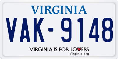 VA license plate VAK9148