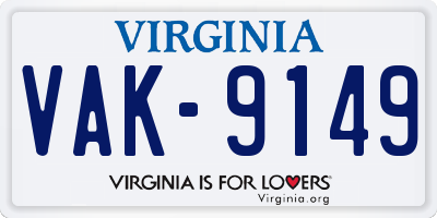 VA license plate VAK9149