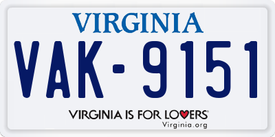 VA license plate VAK9151