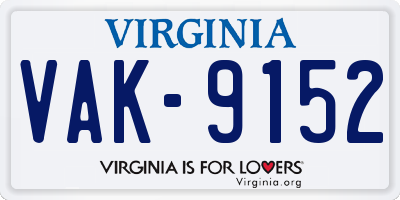 VA license plate VAK9152