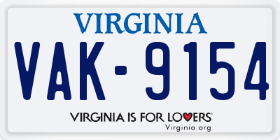 VA license plate VAK9154