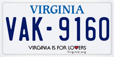 VA license plate VAK9160