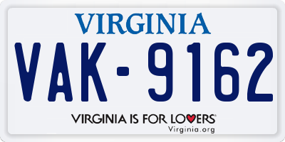 VA license plate VAK9162