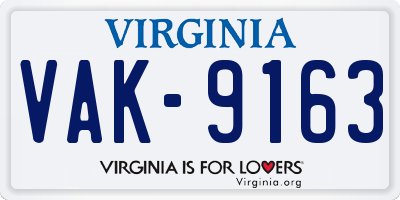 VA license plate VAK9163