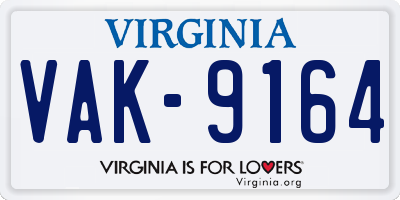 VA license plate VAK9164