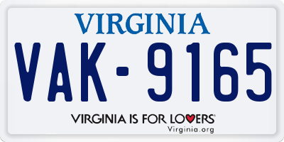 VA license plate VAK9165