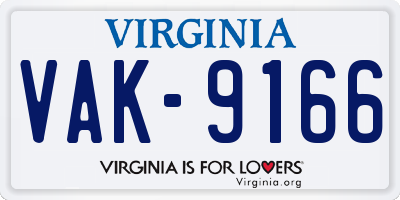 VA license plate VAK9166
