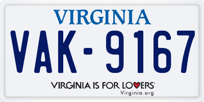 VA license plate VAK9167
