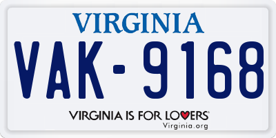 VA license plate VAK9168