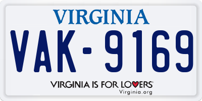 VA license plate VAK9169