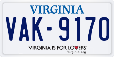 VA license plate VAK9170
