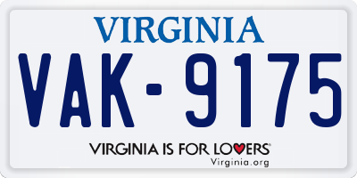 VA license plate VAK9175