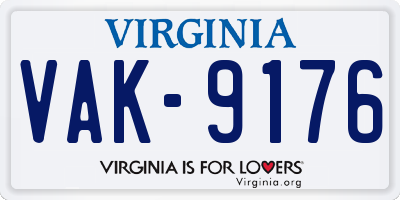 VA license plate VAK9176
