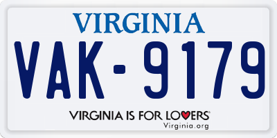 VA license plate VAK9179