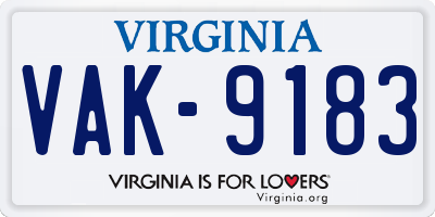 VA license plate VAK9183