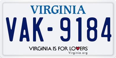 VA license plate VAK9184