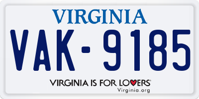 VA license plate VAK9185