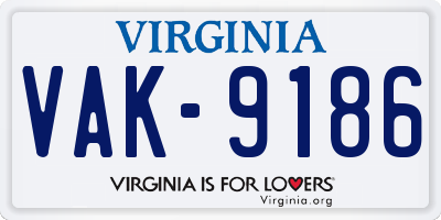 VA license plate VAK9186