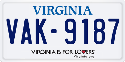 VA license plate VAK9187