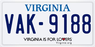 VA license plate VAK9188