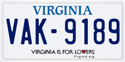 VA license plate VAK9189