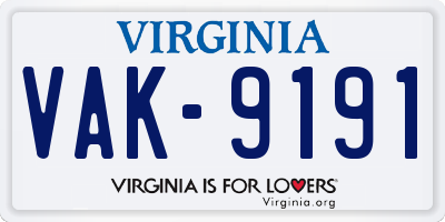 VA license plate VAK9191