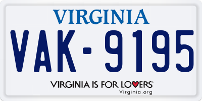 VA license plate VAK9195