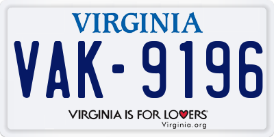 VA license plate VAK9196