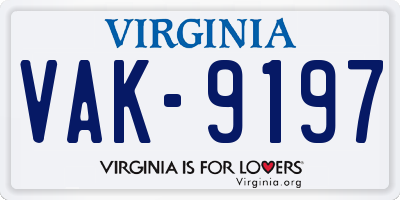 VA license plate VAK9197