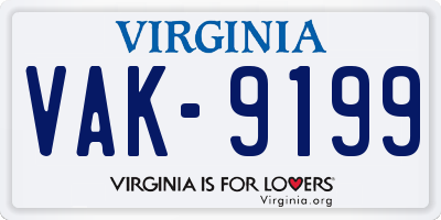 VA license plate VAK9199