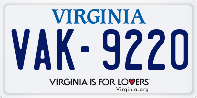 VA license plate VAK9220