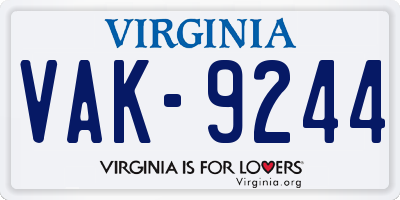 VA license plate VAK9244