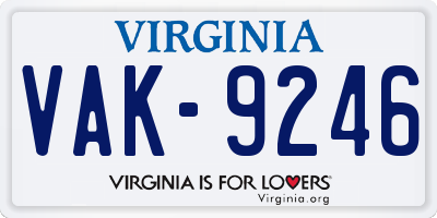 VA license plate VAK9246