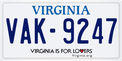 VA license plate VAK9247