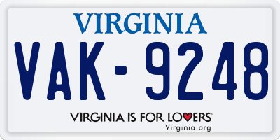 VA license plate VAK9248