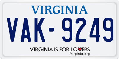 VA license plate VAK9249