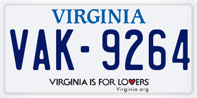 VA license plate VAK9264