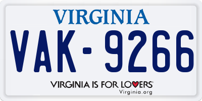 VA license plate VAK9266