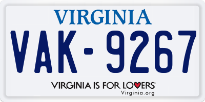 VA license plate VAK9267