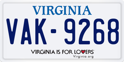 VA license plate VAK9268