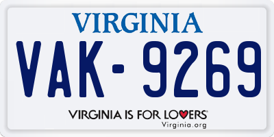 VA license plate VAK9269