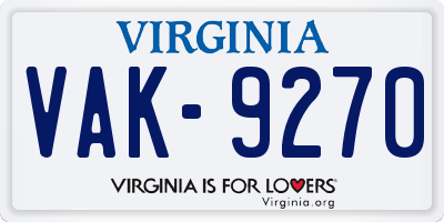 VA license plate VAK9270