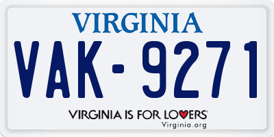 VA license plate VAK9271