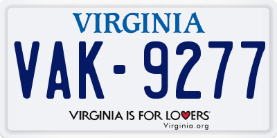 VA license plate VAK9277