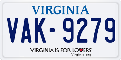 VA license plate VAK9279