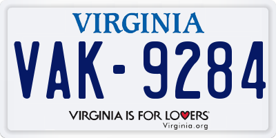 VA license plate VAK9284
