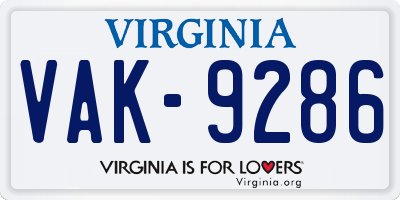 VA license plate VAK9286