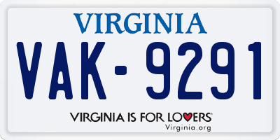 VA license plate VAK9291