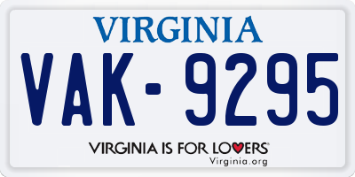 VA license plate VAK9295