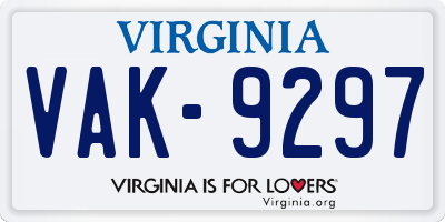 VA license plate VAK9297